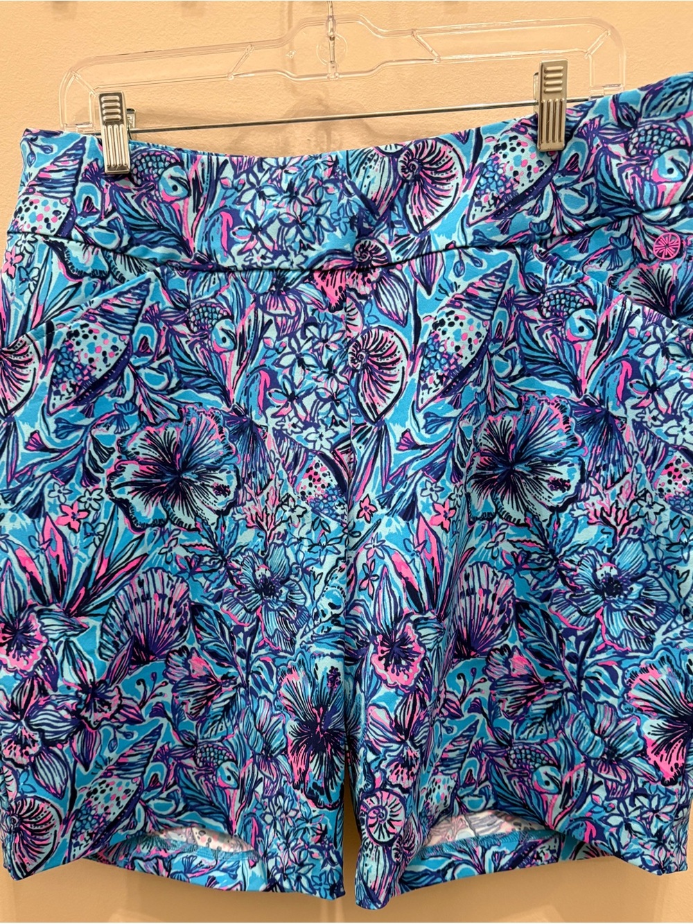 Lilly Pulitzer Blue Pink Floral Print Women's Shorts